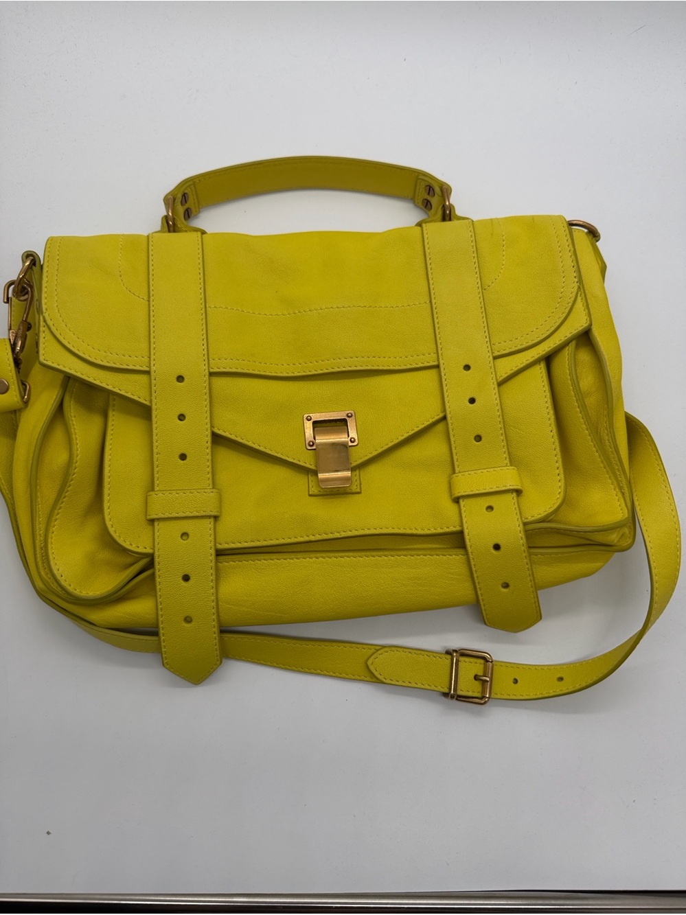 Chic Yellow Top-Handle Satchel with Gold Hardware